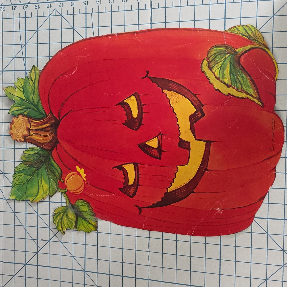 Vintage AMSCAN JOL Pumpkin Die‎ Cut 20.7 X 14.4